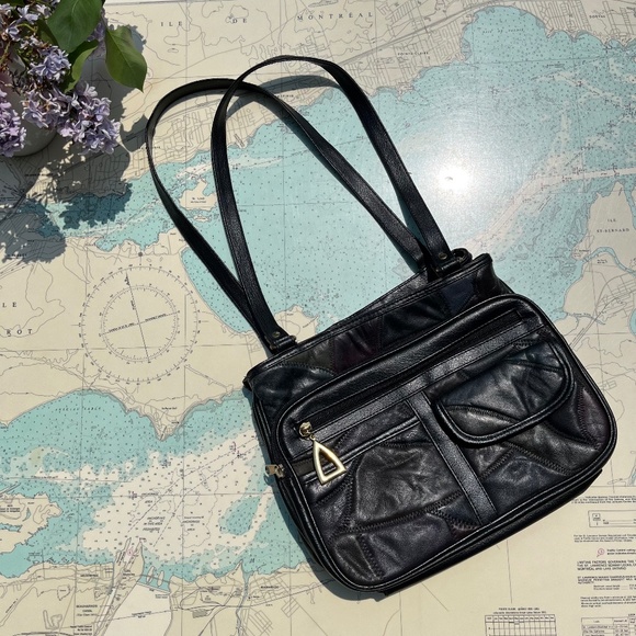 Vintage Black Leather Patchwork Purse - Picture 1 of 5